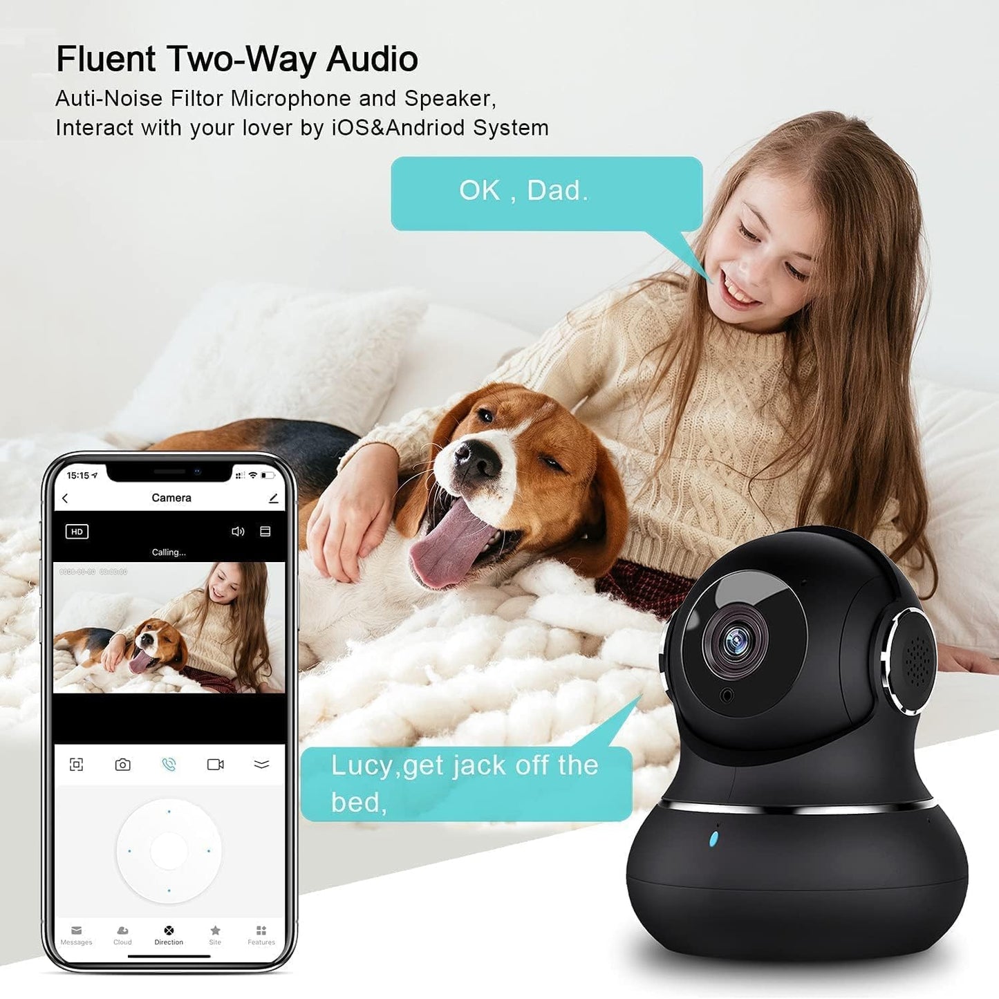 Little elf Camera, Litokam 2K Pet Camera with 360° Motion Tracking, IR Night Vision, 2-Way Audio, [2024 New] Indoor Security Camera, WiFi Camera for Baby Monitor, Home Wireless Camera Work with Alexa