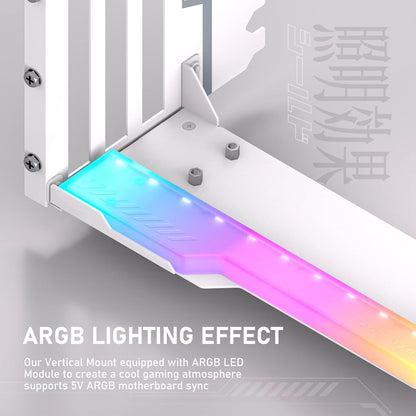 Vertical GPU Mount – PCIe 4.0 High-Speed Riser Cable 115mm – ARGB Vertical Graphics Card Holder with 90° Connector