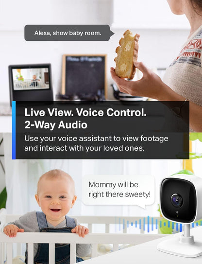 TP-Link Tapo Smart Home Security WiFi Camera, 2.4GHz Wi-Fi Connection Required, 1080p (Full HD), Up to 30 ft Night Vision, Up to 128 GB microSD Card Slot, Works w/Alexa and Google (Tapo C100)