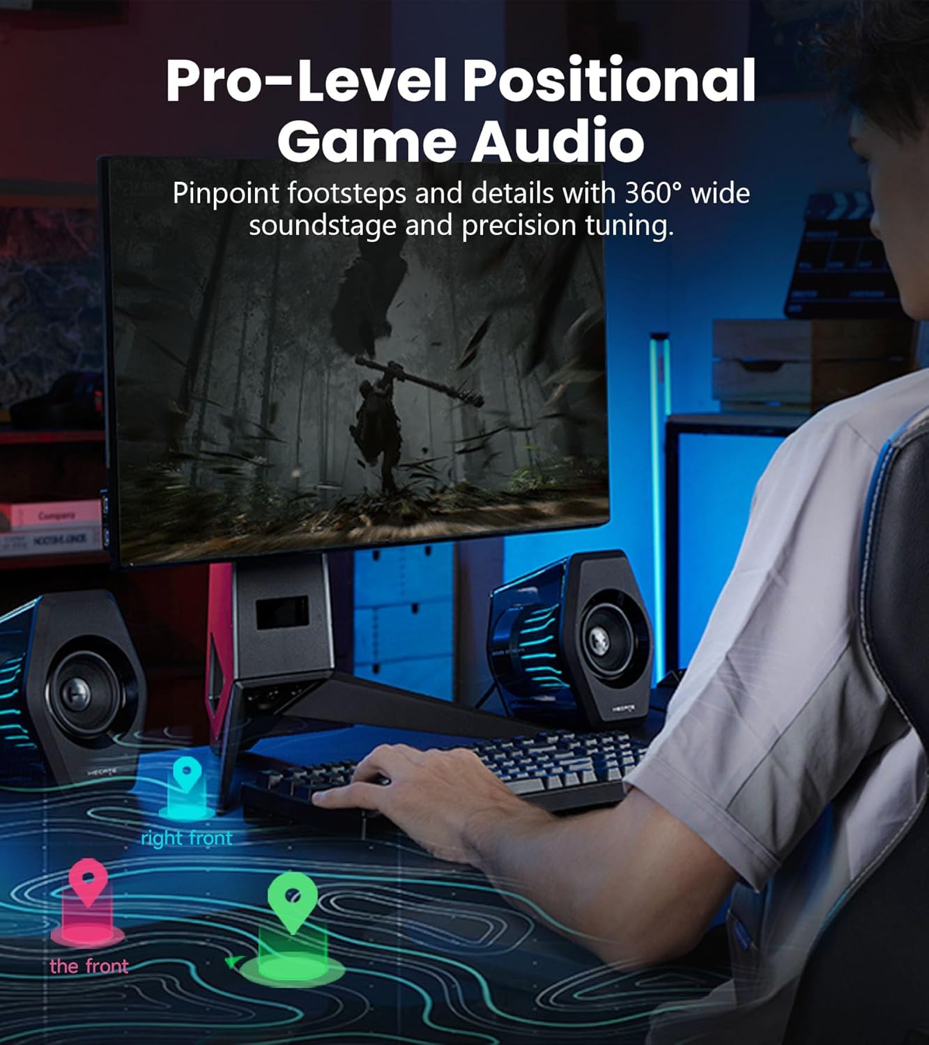 Edifier G2000PRO Gaming Speakers – 2.0 Desktop PC Speakers with 7.1 Surround Sound – Bluetooth USB AUX RGB Multimedia Speaker - PuriLite