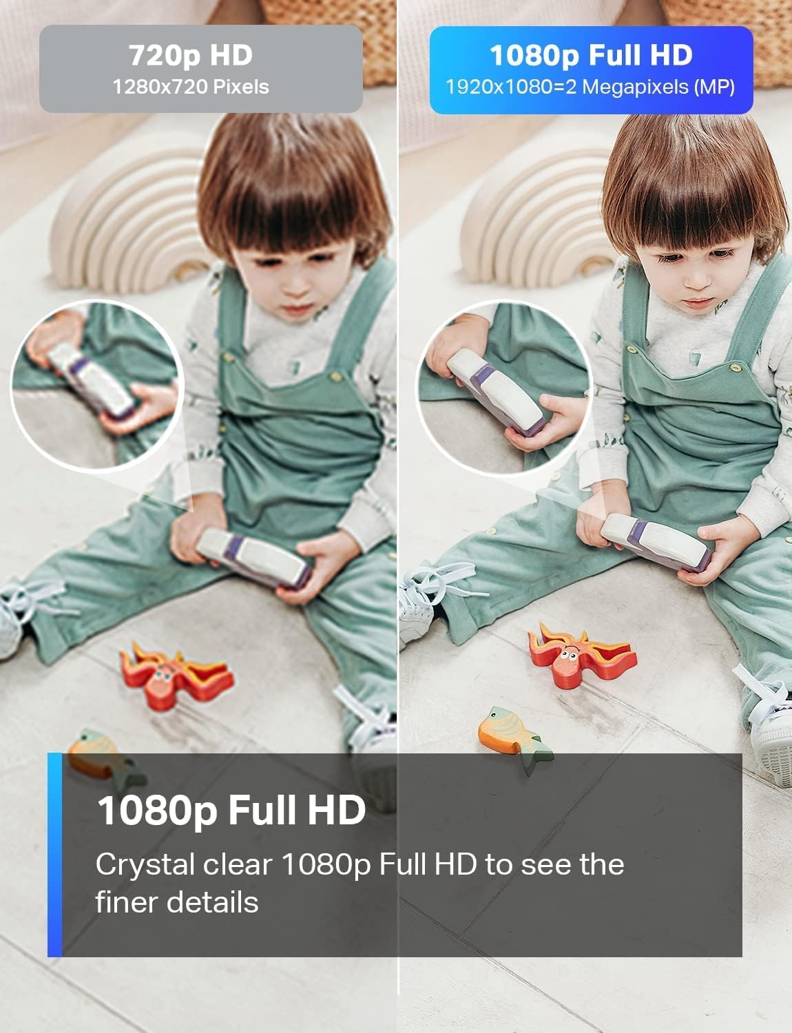 TP-Link Tapo Smart Home Security WiFi Camera, 2.4GHz Wi-Fi Connection Required, 1080p (Full HD), Up to 30 ft Night Vision, Up to 128 GB microSD Card Slot, Works w/Alexa and Google (Tapo C100)