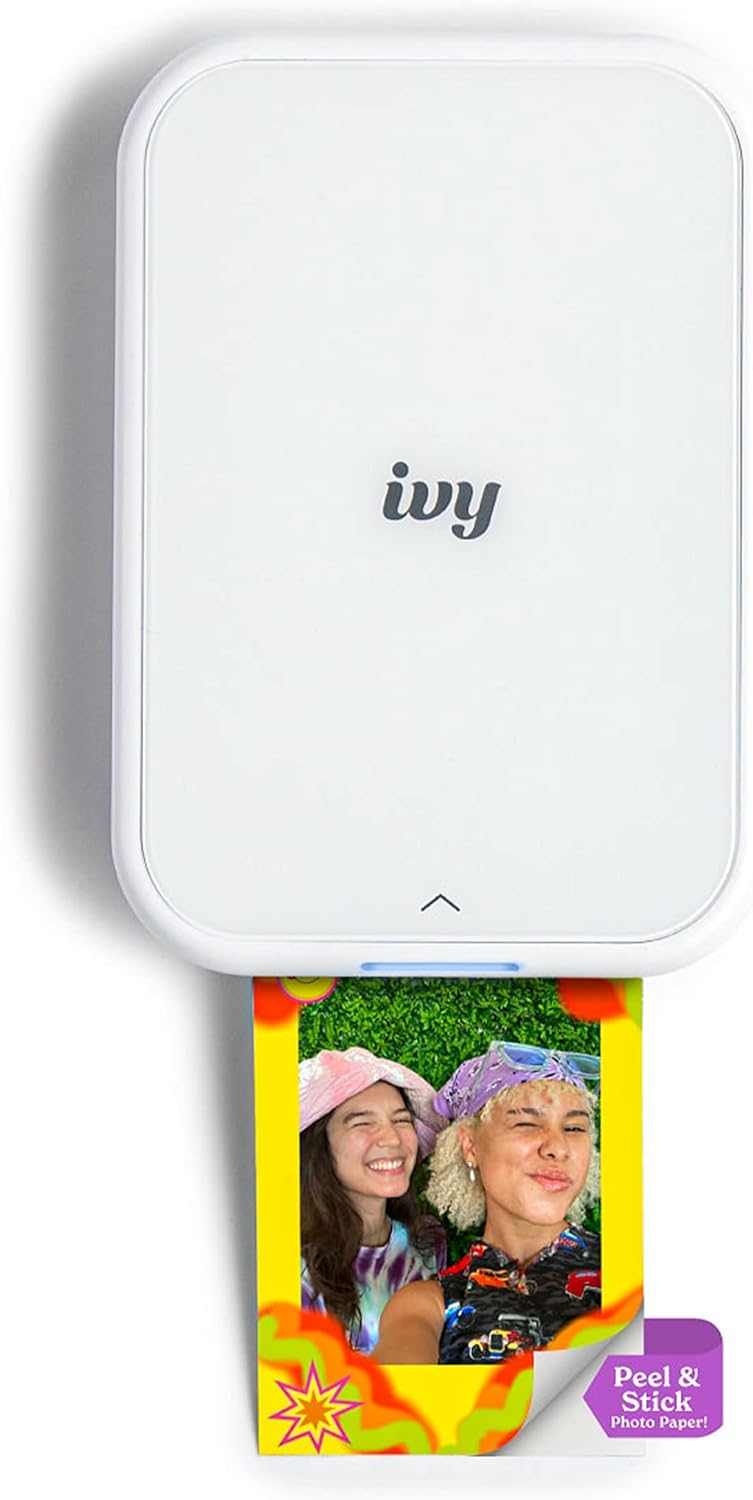 Canon Ivy 2 Mini Photo Printer, Print from Compatible iOS & Android Devices, Sticky-Back Prints , Pure White