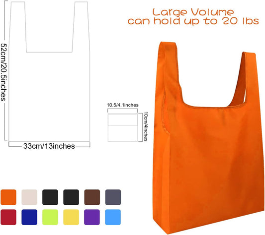 KUUQA 12 Pack Reusable Grocery Bags Reusable Shopping Bags with Pouch Foldable Bags for Groceries, Shopping, Travel (Random Color)