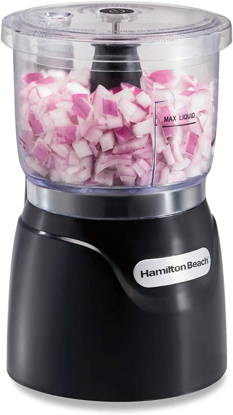 Hamilton Beach Electric Vegetable Chopper & Mini Food Processor, 3-Cup, 350 Watts, for Dicing, Mincing, and Puree, Black (72850G)