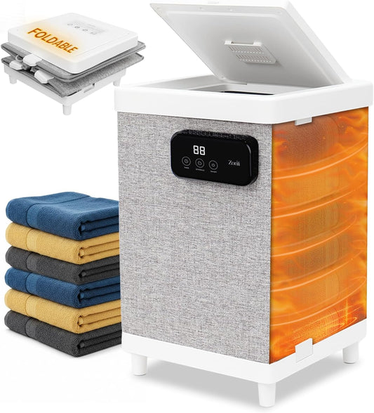 Luxury Hot Towel Warmer – 35L Large Capacity Bathroom Towel Warmer – LED Display – Auto Shut-Off – Aromatherapy Fragrance Tray – Fits Towels & Bathrobes - PuriLite