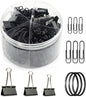 Paper Clips Binder Clips, 240pcs Black Office Clips Set - Assorted Sizes Paperclips Paper Clamps Rubber Bands for Office and School Supplies