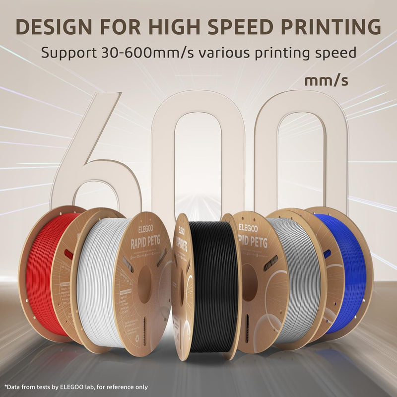 ELEGOO Rapid PETG Filament 1.75mm Orange 1KG, 3D Printer Filament for 30-600 mm/s High Speed Printing, Dimensional Accuracy +/- 0.02 mm Fit Most FDM Printer 1kg Cardboard Spool(2.2lbs)