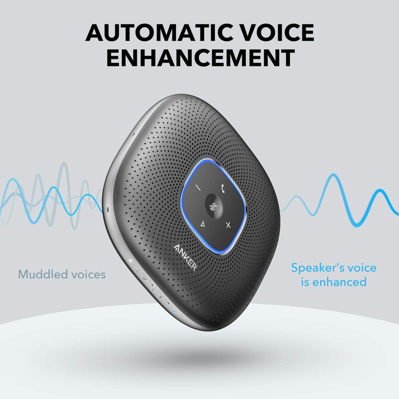 Anker PowerConf Speakerphone, Zoom Certified Conference Speaker with 6 Mics, 360° Enhanced Voice Pickup, 24H Call Time, Bluetooth 5.3, USB C, Compatible with Leading Platforms for Personal Workspaces