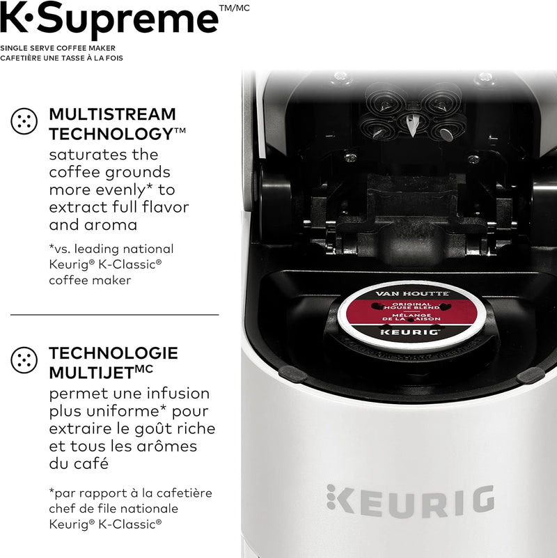 Keurig K-Supreme Single Serve K-Cup Pod Coffee Maker, With MultiStream Technology, White