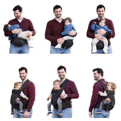 Momcozy 2-In-1 Baby Carrier, M-Shaped Seat with X-Shaped Shoulder Strap, Storage Pocket, 0-36 Months, 7-44 lb, Black