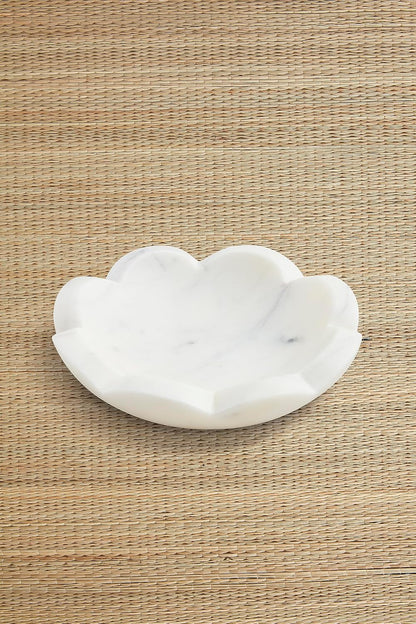 Scalloped Marble Dish | Decorative Marble Bowl | Small Serving Dish | Coastal Accent Dish | Marble Trinket Bowl - PuriLite