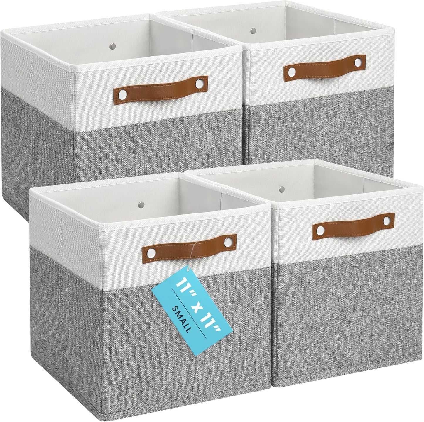 4 Pack Fabric Cube Storage Bins 28x28cm – Collapsible Closet Organizer Baskets with Handles for Shelves, Wardrobe and Home Storage - PuriLite