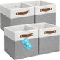 4 Pack Fabric Cube Storage Bins 28x28cm – Collapsible Closet Organizer Baskets with Handles for Shelves, Wardrobe and Home Storage - PuriLite