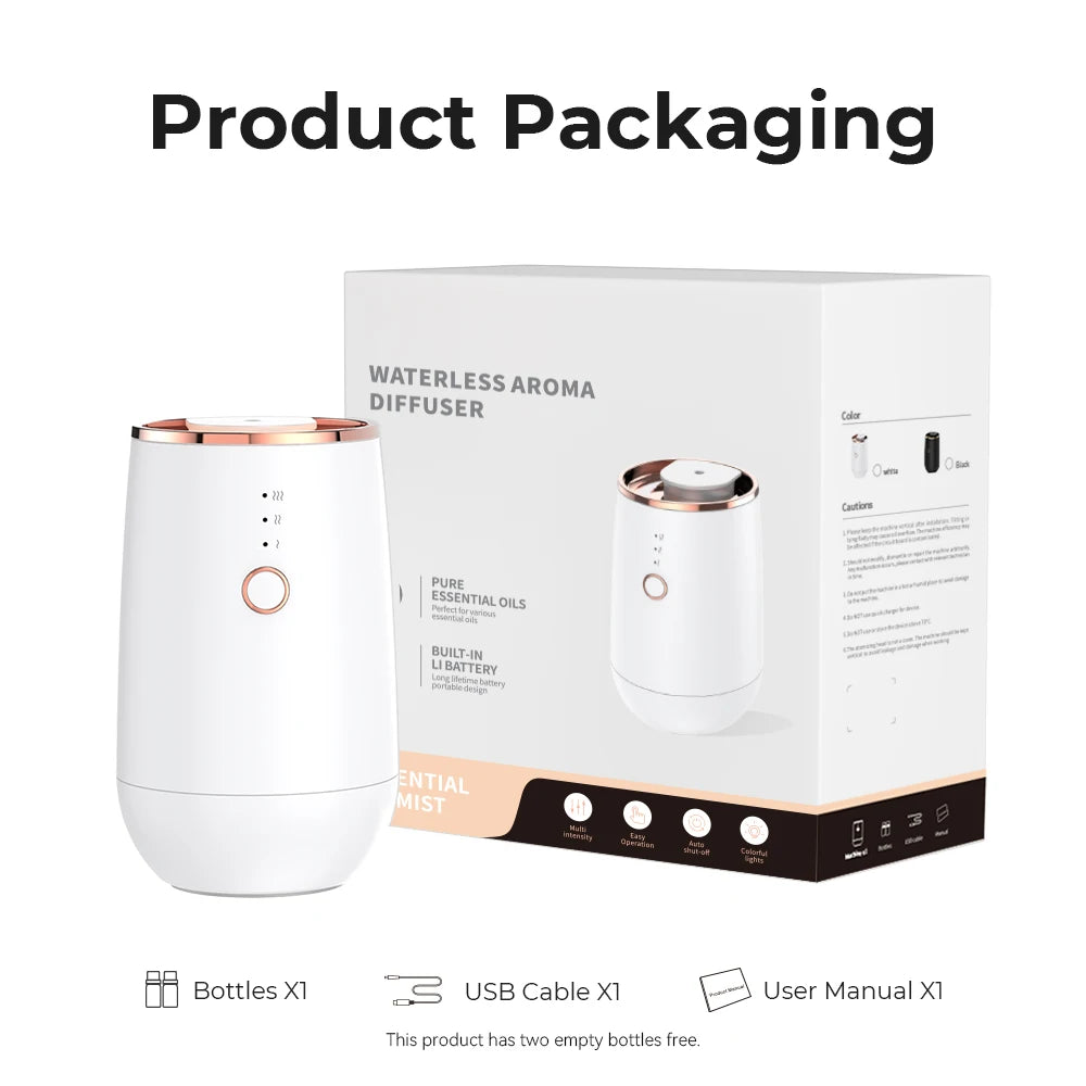 Purilite Select USB Rechargeable Essential Oil Diffuser – Smart Start-Off Car Air Freshener with 9-Color LED Lights