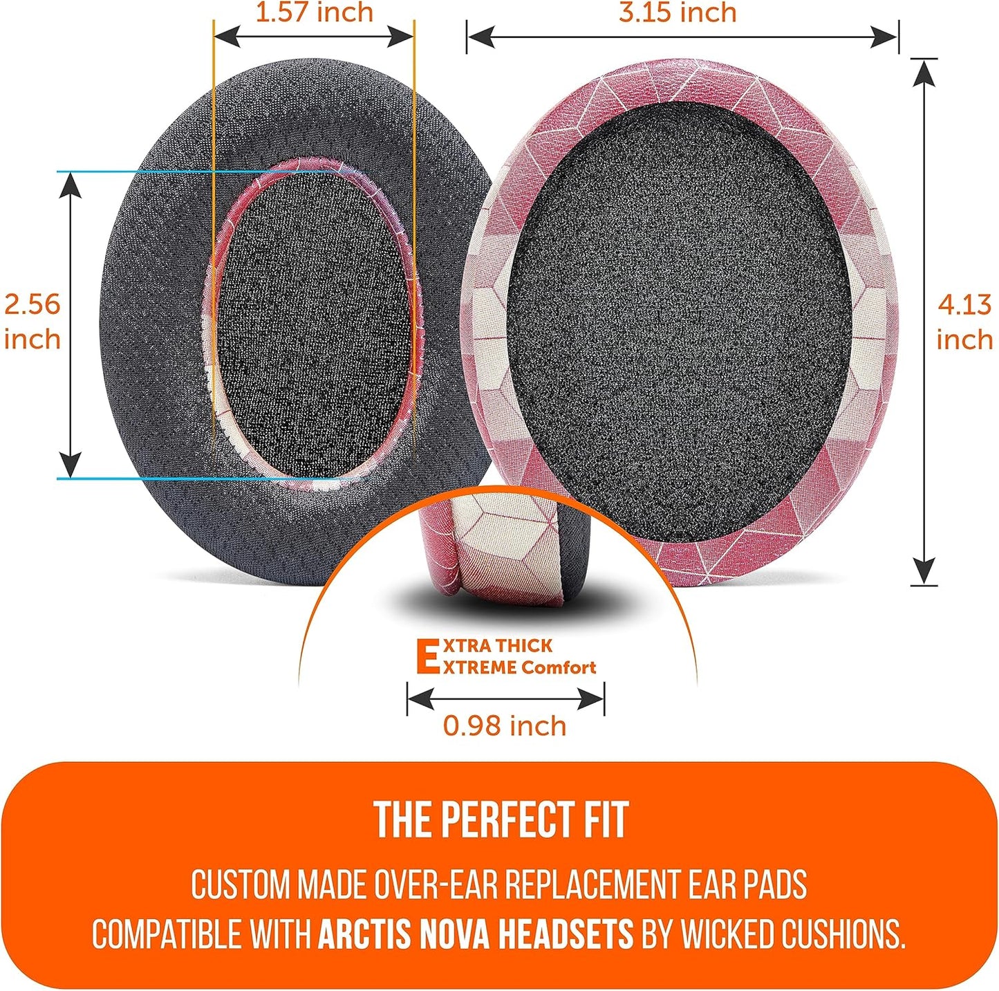 WC Freeze for Arctis Nova - Hybrid Fabric Cooling Gel Replacement Earpads for Arctis Nova Pro Wired, Nova 7, 5, 4, 3, 1 - Made by Wicked Cushions (Does Not Fit Nova Pro Wireless) | Black