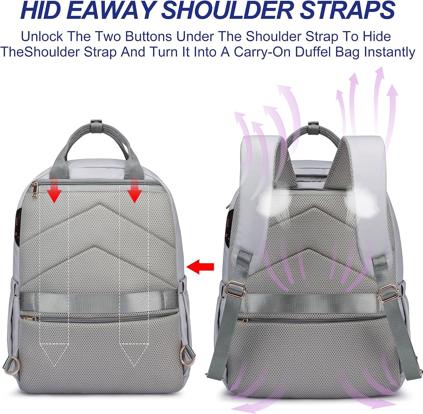 Laptop Backpack for Women Men, Water Resistant Travel Work Backpacks Purse Stylish College Business Teacher Nurse Computer Bag, Fits 17.3" Laptop Light Blue