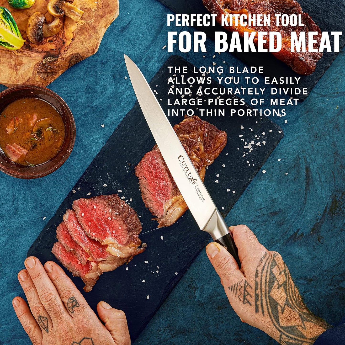 Cutluxe Butcher Knife – 10″ Cimeter Breaking Knife, Razor Sharp Forged High Carbon German Steel, Full Tang Carving Knife, Ergonomic Handle Design – Artisan Series