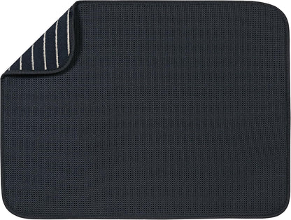 S&T INC. Absorbent, Reversible XL Microfiber Dish Drying Mat for Kitchen, 18 Inch x 24 Inch, Pewter Gray Trellis