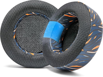 WC Freeze Virtuoso - Hybrid Fabric Cooling Gel Replacement Earpads for Corsair Virtuoso Gaming Headset, Made by Wicked Cushions, Improved Durability, Thickness and Sound Isolation |Navy Tiger