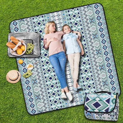SAMSIER Large Outdoor Picnic Blankets Waterproof Foldable, Beach Blanket Sandproof Portable, Cute Picnic Mat Washable (Navy Blue, 60"×80")
