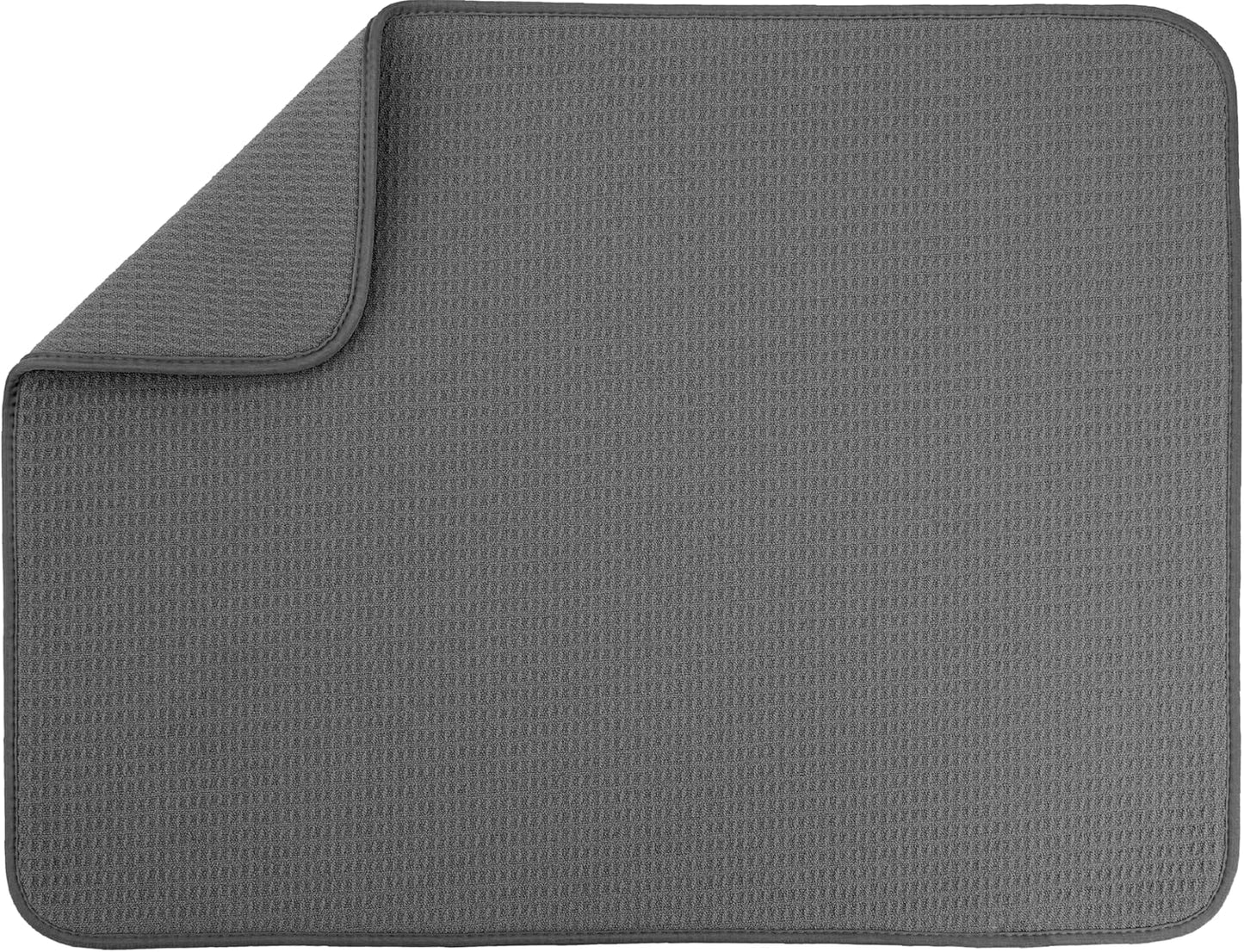 S&T INC. Absorbent, Reversible XL Microfiber Dish Drying Mat for Kitchen, 18 Inch x 24 Inch, Pewter Gray Trellis