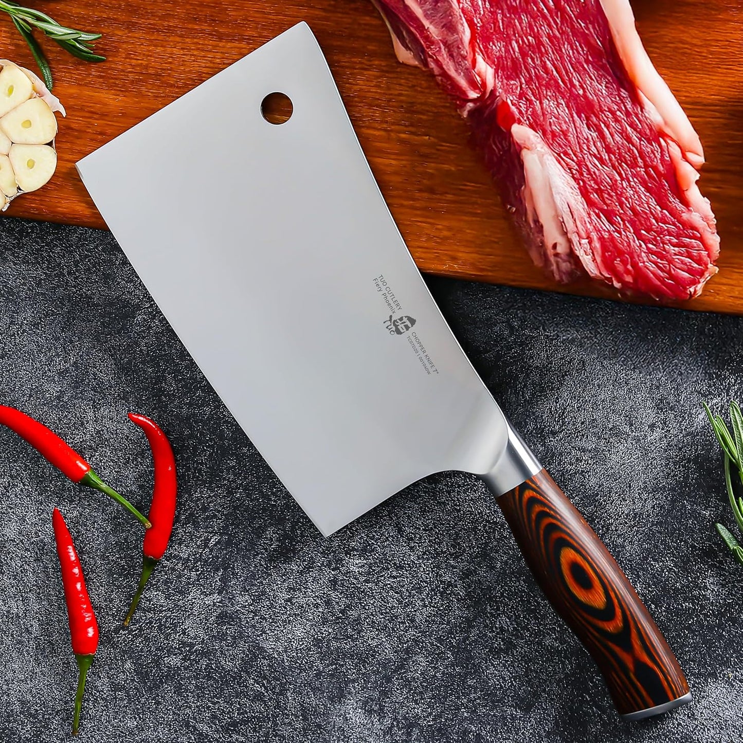 TUO Boning Knife - Razor Sharp Fillet Knife - High Carbon German Stainless Steel Kitchen Cutlery - Pakkawood Handle - Luxurious Gift Box Included - 7 inch - Fiery Phoenix Series