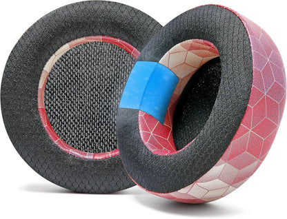 WC Freeze Virtuoso - Hybrid Fabric Cooling Gel Replacement Earpads for Corsair Virtuoso Gaming Headset, Made by Wicked Cushions, Improved Durability, Thickness and Sound Isolation | Red Prism
