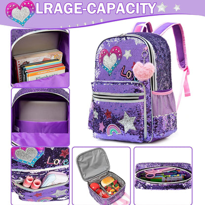 Cute Backpack for Girls School Backpacks with Lunch Box for Elementary