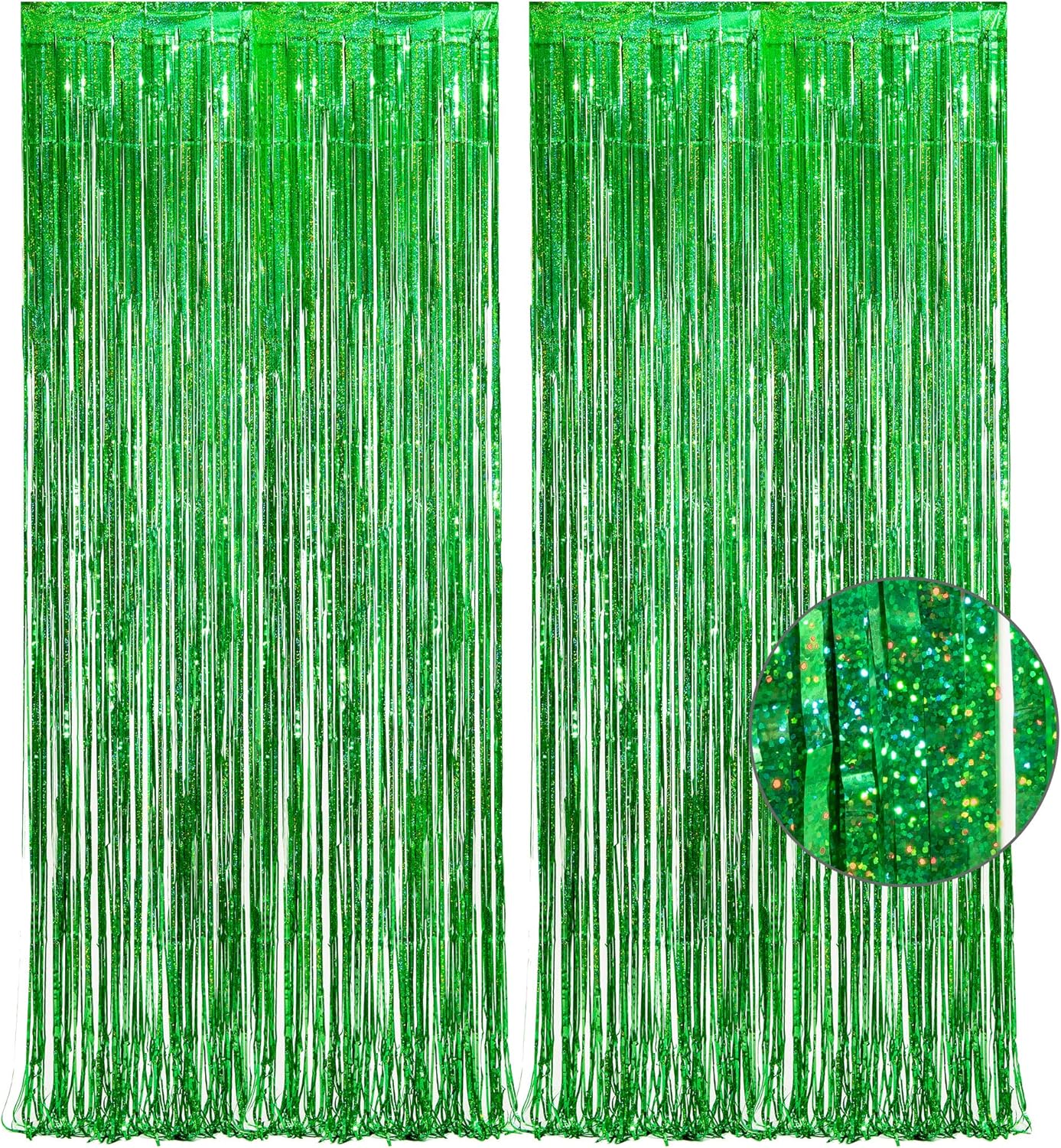 GREATRIL Iridescent Party Tinsel Fringe Backdrop Decorations - Holographic Foil Streamers Curtain for Mermaid/Under The Sea/Frozen/Ocean/Disco/Birthday Themed 3.2ft x 6.5ft - 2 PCS