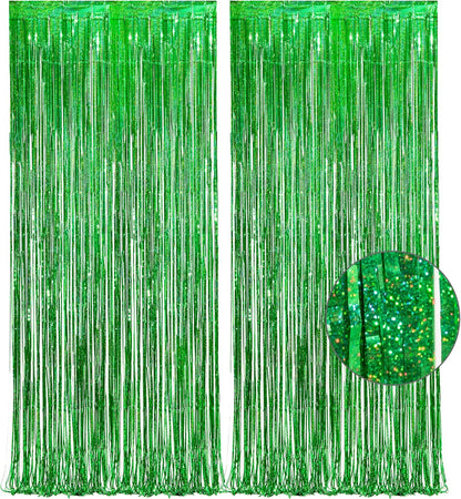 GREATRIL Iridescent Party Tinsel Fringe Backdrop Decorations - Holographic Foil Streamers Curtain for Mermaid/Under The Sea/Frozen/Ocean/Disco/Birthday Themed 3.2ft x 6.5ft - 2 PCS