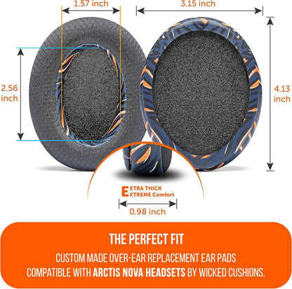 WC Freeze for Arctis Nova - Hybrid Fabric Cooling Gel Replacement Earpads for Arctis Nova Pro Wired, Nova 7, 5, 4, 3, 1 - Made by Wicked Cushions (Does Not Fit Nova Pro Wireless) | Black