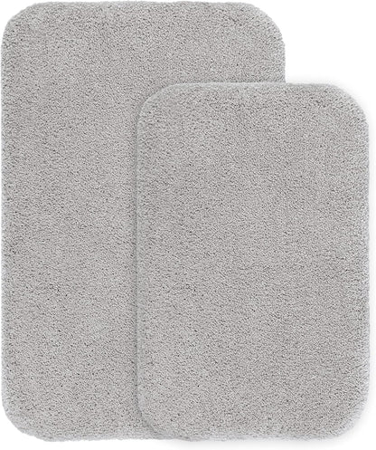 Bathroom Rugs Set 2 Pieces - Bath Rugs Ultra Soft Absorbent Non-Slip Fluffy Thick Microfiber Cozy Bath Mats Set for Tub Shower Bathroom Floors Accessories, 20"x32" & 16"x24" Set of 2 (Beige)