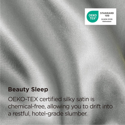 Bedsure Satin Pillow Case Queen Size 2 Pack, Similar to Silk Pillow Cases, Silky Pillowcase Covers with Envelope Closure, Room Decor Valentine Gifts for Women Men, Grey, 20x30 Inches