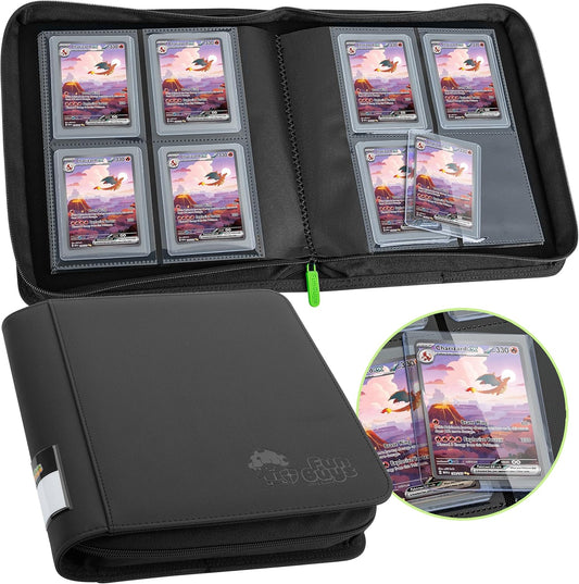 FunGuys Toploader Binder, Trading Card Binder Storage,128 4 Pocket Top Loader Pokemon Binder, Card Collection Yugioh Cards, MTG, TCG, Folders for Trading Cards
