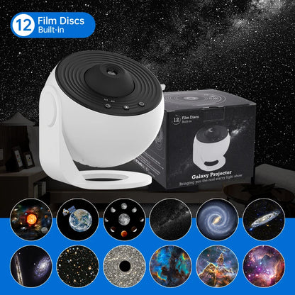 Purilite Select | Galaxy Projector Night Light | 360° Rotating Starry Sky Planetarium Lamp | 12-in-1 HD Film Discs | Kids Bedroom & Gift Decor