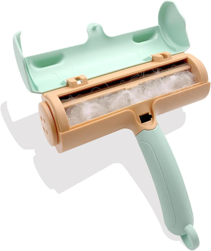 Reusable Self-Cleaning Pet Hair Remover Roller | Electrostatic Lint Brush for Furniture, Clothing & Car Interior | Green
