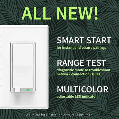 800 Series Z-Wave Long Range S2 Dimmer Switch ZEN77 800LR | Smart LED Dimmer | 3-Way & 4-Way Compatible | White
