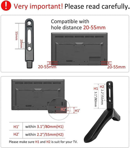 Heavy Duty TV Stand Base for 32-65 Inch Flat Screen TVs | Tabletop Replacement Legs | Black Steel | 35kg Capacity | 2-Pack