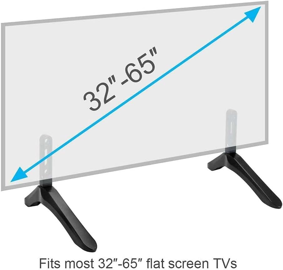 Heavy Duty TV Stand Base for 32-65 Inch Flat Screen TVs | Tabletop Replacement Legs | Black Steel | 35kg Capacity | 2-Pack