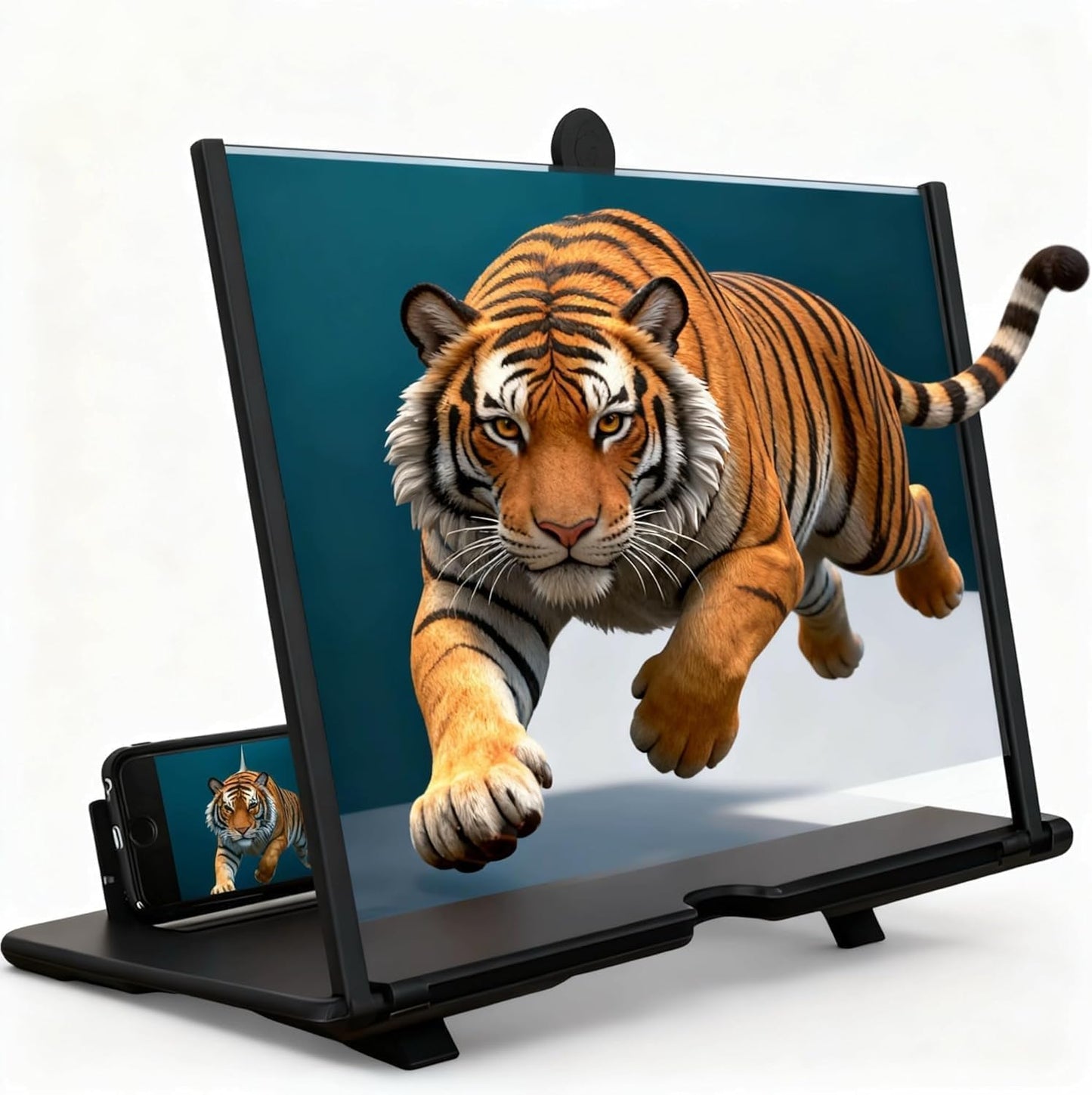 10-Inch Mobile Phone Screen Magnifier | 3-4X HD Smartphone Screen Amplifier | Foldable Desktop Movie Viewer | Universal Phone Stand | Black