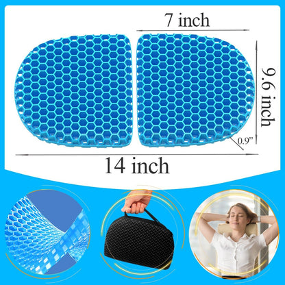 Foldable Airy Cooling Gel Seat Cushion | Portable Honeycomb Chair Pad for Travel, Office, Stadium & Car | Pressure Relief Seat Cushion | 0.9-Inch Thick Black