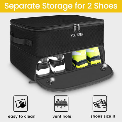 2-Layer Golf Trunk Organizer for Car | Waterproof Golf Storage Locker with Ventilated Shoe Compartment | Adjustable 5-Divider Organizer | Standard Black