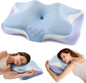 Cervical Memory Foam Pillow | Cooling Ergonomic Neck Support Pillow | Contour Orthopedic Bed Pillow with Anti-Pilling Pillowcase | Queen Size | Blue