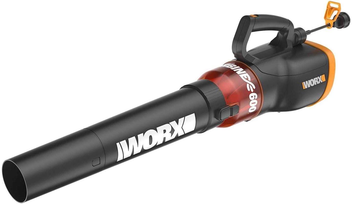 12 Amp Turbine 600 Electric Leaf Blower | 600 CFM | 110 MPH Air Speed | 2-Speed Corded Handheld Yard Blower | Black & Orange