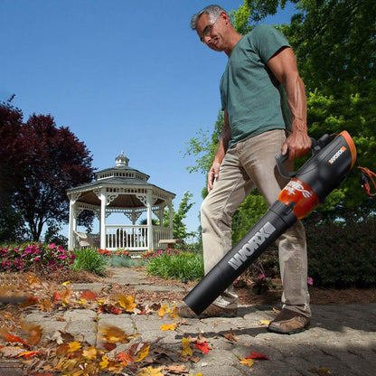 12 Amp Turbine 600 Electric Leaf Blower | 600 CFM | 110 MPH Air Speed | 2-Speed Corded Handheld Yard Blower | Black & Orange