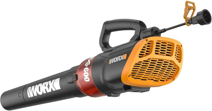 12 Amp Turbine 600 Electric Leaf Blower | 600 CFM | 110 MPH Air Speed | 2-Speed Corded Handheld Yard Blower | Black & Orange