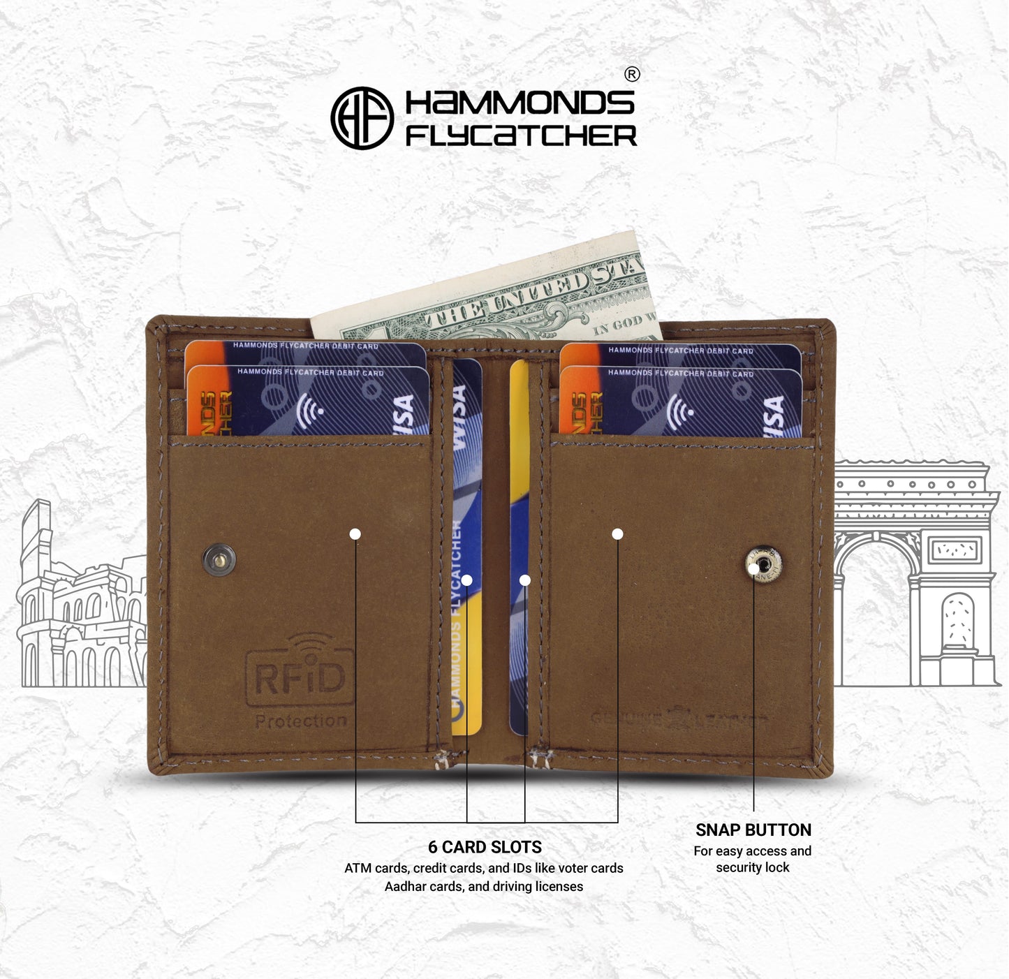 HAMMONDS FLYCATCHER Men's Premium Handcrafted Wallet – 100% Pure Cow Leather Bi-Fold Wallet with Signature Gift Box - PuriLite