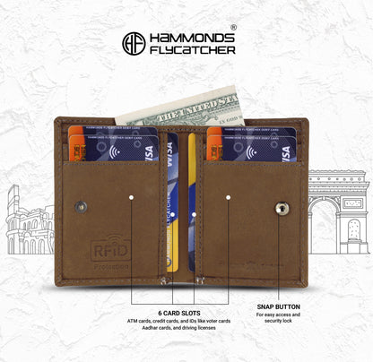 HAMMONDS FLYCATCHER Men's Premium Handcrafted Wallet – 100% Pure Cow Leather Bi-Fold Wallet with Signature Gift Box - PuriLite