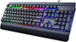 Gaming Keyboard | 104-Key Rainbow LED Backlit USB Wired Keyboard | Metal Panel | Wrist Rest | Waterproof | Anti-Ghosting | Black