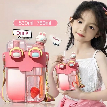 Purilite Select Kids Dual Drink Water Bottle with Straw – BPA-Free Portable Two-Compartment Water Cup with Strap for School, Travel and Outdoor Use - PuriLite